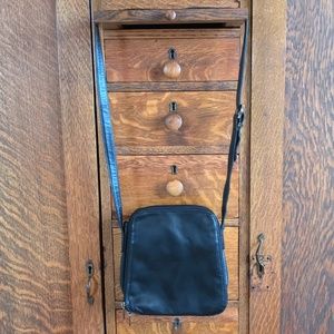Danier black leather cross-body purse